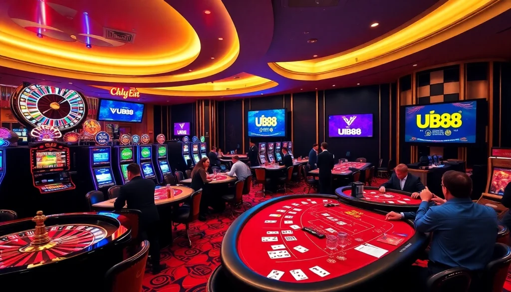 Experience the thrill of gambling at UU88 with vibrant slot machines and professional casino tables.