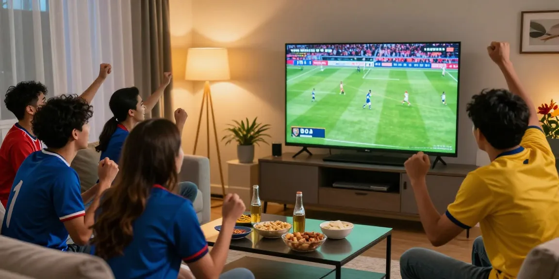 Menikmati live streaming bola dengan suasana nobar yang meriah di ruang tamu.